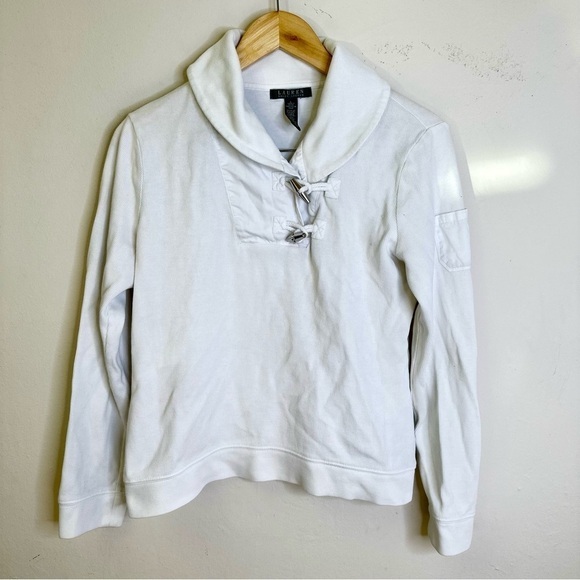 New Lauren Ralph Lauren Sweater Womens Size Large White Toggle Buttons‎ Pullover - Picture 3 of 11